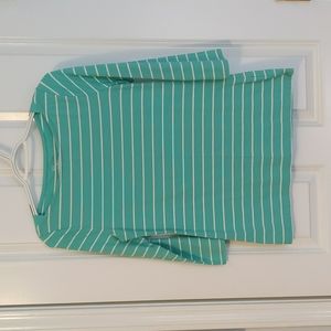 Merona teal stripped top, Size women's S, Color is teal with white stripes, 3/4